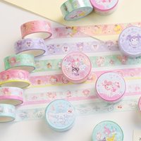 48pcs/lot 15mm*3M Sanrio Kuromi Melody Cinnamoroll Stickers Creative Scrapbooking Diary Adhesive Masking Tape Stationery Gift