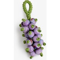 Handmade Purple Grape Cluster Ceramic Bag Charm with Braided Wax Cord Everyday Gift Accessory S04-0049