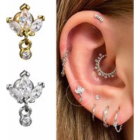 1PC Cartilage Piercing Jewelry Stainless Steel Helix Earring Cz Crown Tragus Rook Conch Screw Back Ear Stud Body Accessory CC171