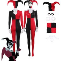 Quinzel Cosplay Costume Wristband Blindfold Jumpsuit Scarf Headgear For Adult Women Girls Halloween Carnival Suit