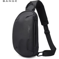 BANGE Solid Chest Bags Men Multi-Layers Sling Crossbody Bag Waterproof Chest Bag USB Charging Port Casual Shoulder Bag for Male
