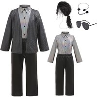 Boys Gilrs Michael Jackson Cosplay Costume Wig Halloween Cosplay Birthday Party Dance Performance Costume Pop Star Outfit