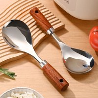 22cm Stainless Steel Rice Spoon Heat-Resistant Rice Shovel Spoon With Wooden Handle Non-Stick Spatula Rice Cooker Kitchen Tools