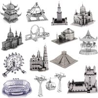 3D Metal Puzzle building Maya Pyramid Merry-Go-Round Drilling well model KITS Assemble Jigsaw DIY Puzzle Gift Toys For Children