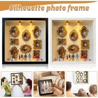25,3 cm DIY Mini-Museum-Schattenbox-Rahmen (Schwarz/Weiß) mit goldenen Fotorahmen, Mini-Menschenfiguren & LED-Beleuchtung, einfache 3-Schritt-Montage, einzigartiges personalisiertes Geschenk für