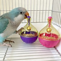 1 PC Parrot Bird Hamster Tumbler Toy Treat Dispenser Bell Foraging Puzzle Feeder Enrichment Boredom Relief Interactive Ball Toys