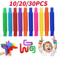 10-30PCS Colorful Telescopic Tubes Fidget Toys Plastic Sensory Pop Tubes Stress Relief Toys Kids Adults DecompressionToy Gifts