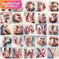 5d Diamond Painting Full New Alphabet Landscape Cross Stitch Mosaic Embroidery Cherry Blossoms Flower Needlework