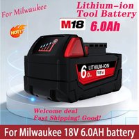 Für Milwaukee 18V 6,0AH Akku M18-HB3 Hochenergie-Akku 6AH, für Milwaukee M12-18FC Ladegerät 48-11-1815