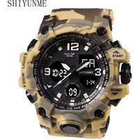 Luxus Männer LED Digital Uhr Militär Sport Quarz Uhren Dual Display Im Freien Wasserdichte Leucht Elektronische Armbanduhr 1606P