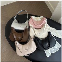 Fashion New Design Bowknot Armpit Bag PU Leather Large Capacity Y2K Handbag Solid Color Shoulder Bag