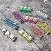 Carry-On Stress Relief Toy, 3Keys DIY Finger Keyboard Key Chain; Transparent Shaft Keyboard Caps for Bag Pendant; Ideal Gift
