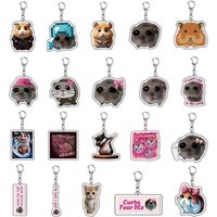 Fun Meme Im Just A Girl Sad Hamster Keychain Cartoon Game Acrylic Key Chain Ring Bag Backpack Charm Car Keyring Pendants Gifts
