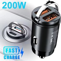 Mini Car Charger QC3.0 PD 30W Fast Charging, 12-24V Cigarette Lighter USB Type C Adapter for Xiaomi Samsung Huawei iPhone.