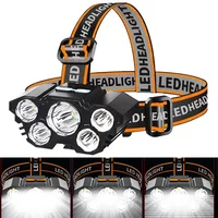 USB Rechargeable Built-in Battery 5 Led Strong Headlight Super Bright Head-Mounted Flashlight Outdoor Fishing Camping Flashlight