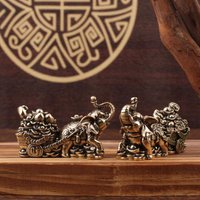Brass Ornament Treasure Bowl Elephant Pulling Cart Home Craft Living Room Gift Decoration