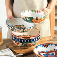 1Pc/8 Inch Exquisite Ceramic Bowl Household Underglaze Salad Bowl High Quality Ceramic Cutlery Ramen Bowl Kitchen Supplies