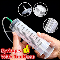NEW With 1m Hose Large Capacity Syringes Oil Pump Pet Feeding Measuring Pump Hydroponics Nutrient Big Syringe 100-500ml