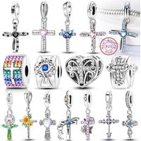 Original Charms Beads Pendants 925 Sterling Silver Classic Angel Cross Charm Fit Bracelets DIY Fashion Jewelry Making for Women
