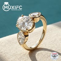 5cttw Oval & Pear Cut Moissanite Engagement Ring for Woman 3 Stones Lab Diamond Wedding Band Real 925 Silver Jewelry with GRA