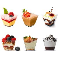 50/100PCS Plastic Transparent Trapezoidal Cup Disposable Mini Dessert Cup Party Style Dessert Banquet Kitchen Food Container