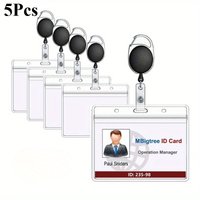 Five-piece Set Zinc Alloy Easy-to-Pull Retractable Buckle Transparent ID Holder——Suitable for Doctors、Teachers and Staff