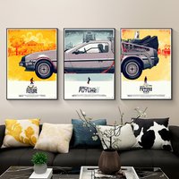 3 Stück zurück in die Zukunft Auto Poster Gemälde Seide Leinwand drucken klassische Filmbilder Wohnkultur