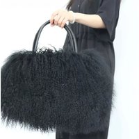 Winter Women Real Mongolia Lamb Fur Handbag Fashion Female Genuine Fur Bag