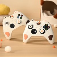 Cute Calico Cat Ear Silicone Soft Protector Skin For Xbox Series X/S Game Controller Case XSX XSS Thumb Stick Grip Cap Cover
