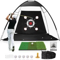 10x7FT Golf Hitting Net with Practice Mat for Backyard Driving Chipping and Swing Training Includes Target Cloth and Golf Balls