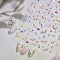 Garlands Coloful Wild Flower Nail Stickers Spring Flowers 5D Crystal Adhesive Nail Art Sticker Manicure Decals 3D Japanese Parts