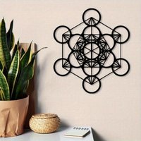 Metatron Cube Metal Wall Art Sacred Geometry Vintage Iron Mural Home Decor