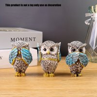 3pcs Resin Owl Figurines, Decorative Crafts for Various Room Types, Indoor Use, No Electricity Required