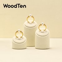 WoodTen 3PCS Set Rings Display Rack Jewelry Display Stand Microfiber Pearl Ring Jade Earring Counter Display Stand Ring Holder