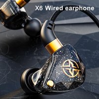 X6 Wired HiFi Earphones In-ear Bass Headphones with MIC Dynamic Music Monitor Earbuds Noice Cancelling Headsets fone de ouvido