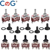 CG 1/5/10Pcs 15A Momentary Toggle Switch 12V DC/250V Marine 3 Way (ON)-Off-(ON) with Waterproof Boot Cap Cover for Car Auto Boat