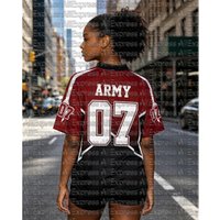 2026 Summer Black and Red Gradient Color Support # 7 Loose and Fashionable T-shirt for Adults and Children Plus Size Sportswear