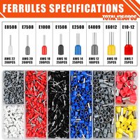 Kit d'outils de sertissage de cosses AWG23-7, pince à sertir les câbles à cliquet réglable avec kit de 1250 cosses, ensemble de terminaux de câbles.