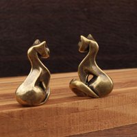 New Brass Cat Figurine, Vintage Brass Sculpture, Desktop Craft, Small Ornament, Home/office Cat Statue, Home Decoration
