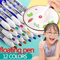 8/12 Colors Magical Water Floating Student Painting Brush Whiteboard Markers Pen Suspension Kids Educational Painting Pen Toys