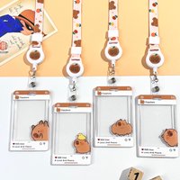 Cute Capybara Card Holder Cartoon Transparent Photo Card Holder Student Badge Protective Case ID Card Organizer Stationery Gift