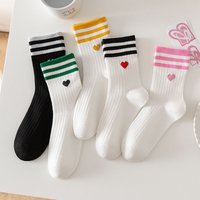 1/5 pairs Spring Autumn new simple fashionable striped women's long tube socks casual comfortable color blocked sports socks