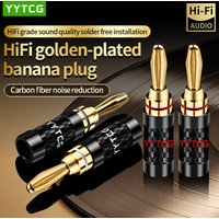 YYTCG 4PCS Gold-plated banana plug, pure copper plated with 24K gold, speaker plug, used for speaker cables, home theater