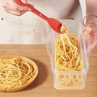 Microwave Pasta Cooking Box with Filter, Heat-resistant Pasta Container with Salad Spoon, Refrigerator Transparent Storage Box