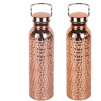 800ml 304 Stainless Steel Electroplated Copper Water Bottle Insulated Drinkware Hammer Pattern Bottle for Camping Hiking
