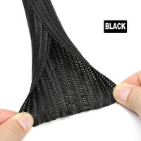 1/3/5/9/12/50m Black Self-Closed Cable Sleeve PET Braided USB Cable Power Cord Insulated High Protection Split Sleeving