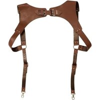 Black/Brown Adjustable Men's Retro Shoulder Strap Punk Leather for Men's Strap H Design, Back Support with Metal Hook