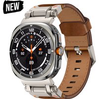 Genuine Leather Strap for Samsung Galaxy Watch Ultra 47mm Metal Connector Watchband for Galaxy 7 Ultra 47mm Bracelet Accessories