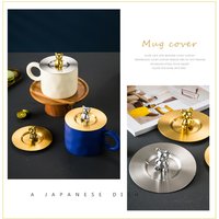 Reusable Mug Glass Cup Lid Thickened Leakproof Seal Suction Cup Cover Bear Tea Coffee Cover Stainless Steel Cup Lid Cap
