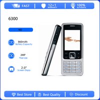 Refurbished Original 6300 Single Sim 2G Unlocked GSM 900/1800 Mobile Phone Russian Arabic Hebrew Keyboard Made in Finland
